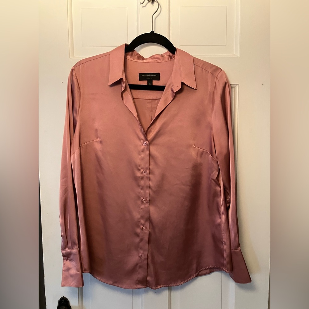 Pink Button-Up Blouse